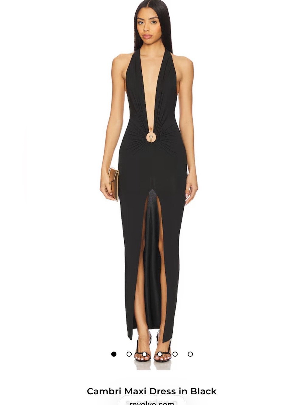 superdown Black Plunge Halter Maxi Dress with Front Slit